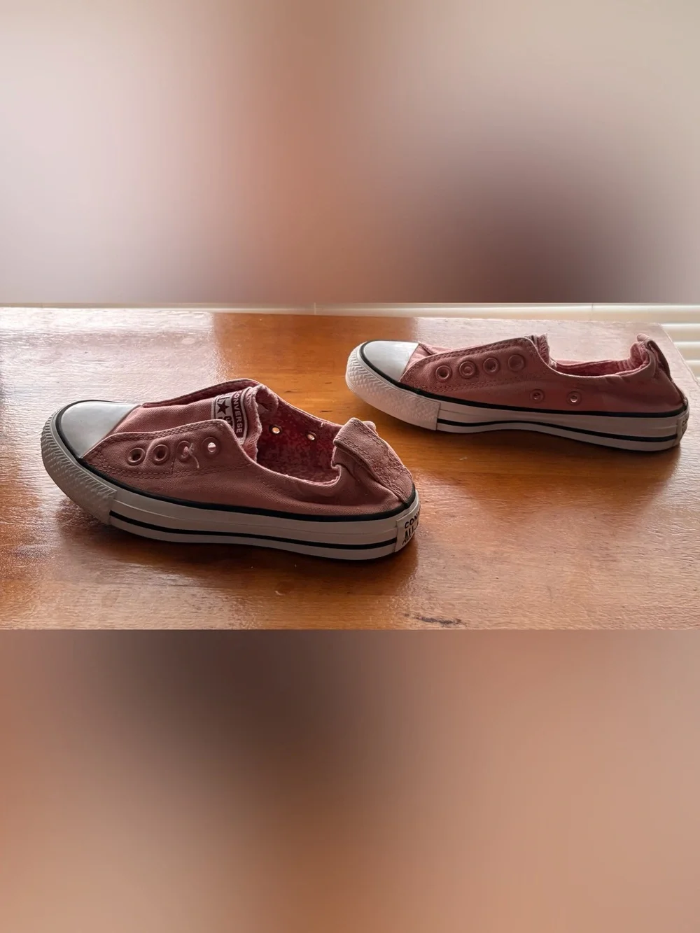 Converse Slip-On Canvas Sneakers - Mauve Pink & White